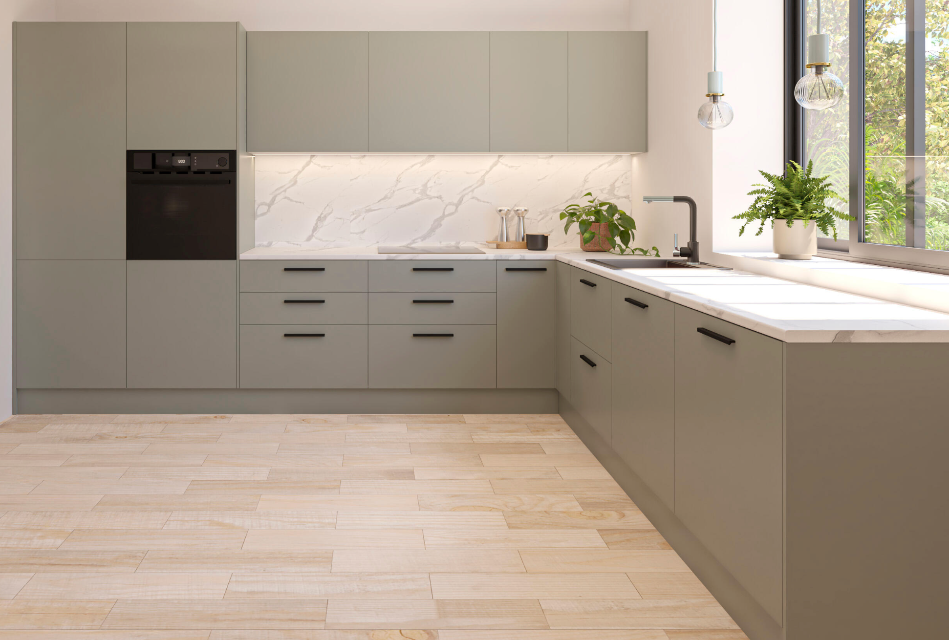 Lisbon kitchen – Green Liquen – 260 m kitchen length