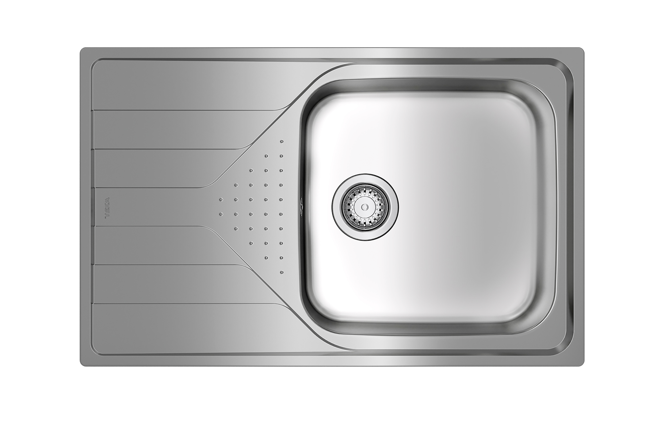 Teka single bowl stainless steel sink with drainer 77 × 48 × 18 cm - undermount or top mount installation
