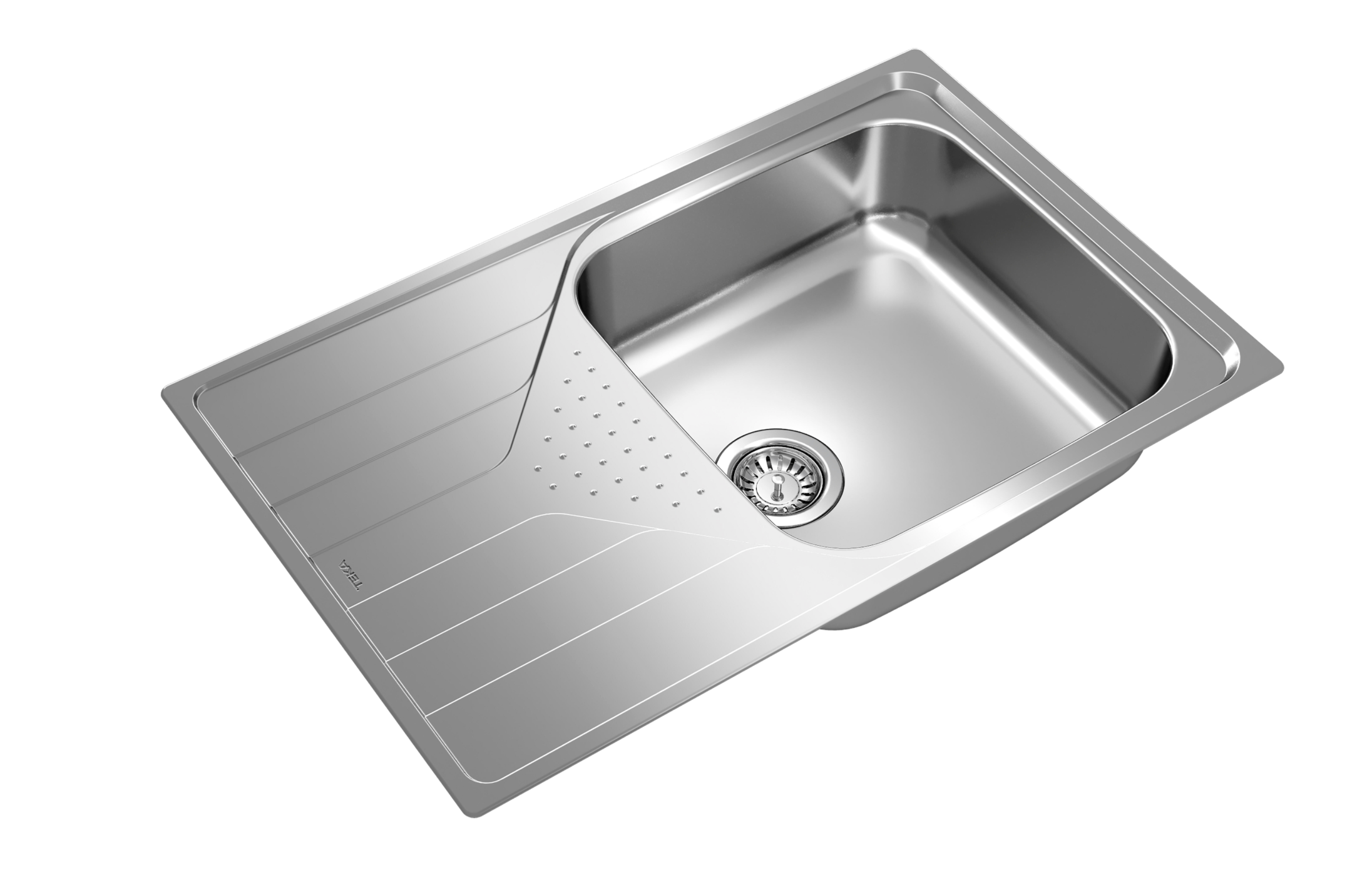 Teka single bowl stainless steel sink with drainer 77 × 48 × 18 cm - undermount or top mount installation