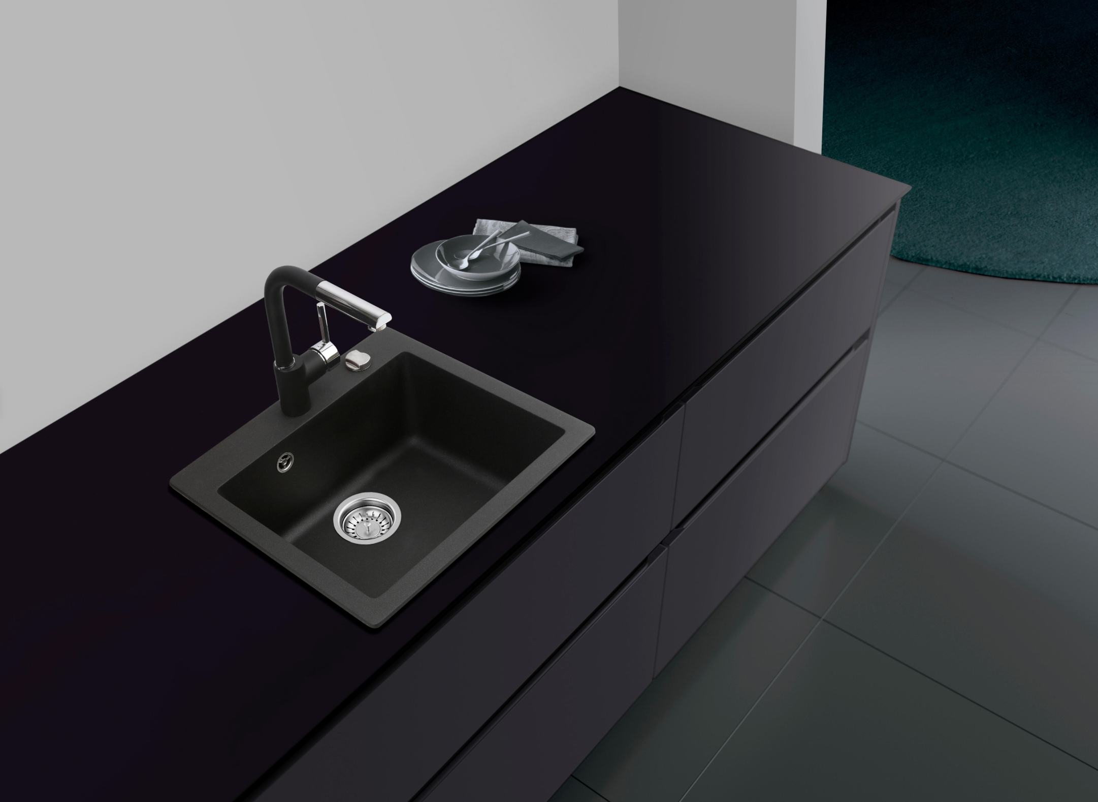 Teka Resina kitchen sink, 1 bowl – Black – 49 × 45.5 × 19 cm