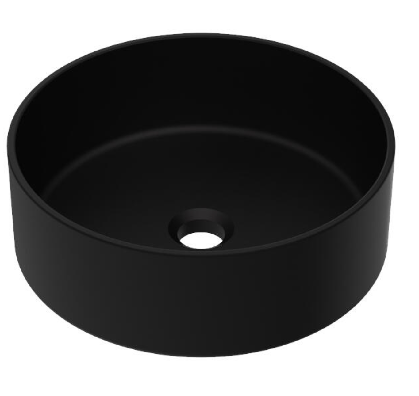 Round countertop sink, Ø 36 cm – porcelain, matte black