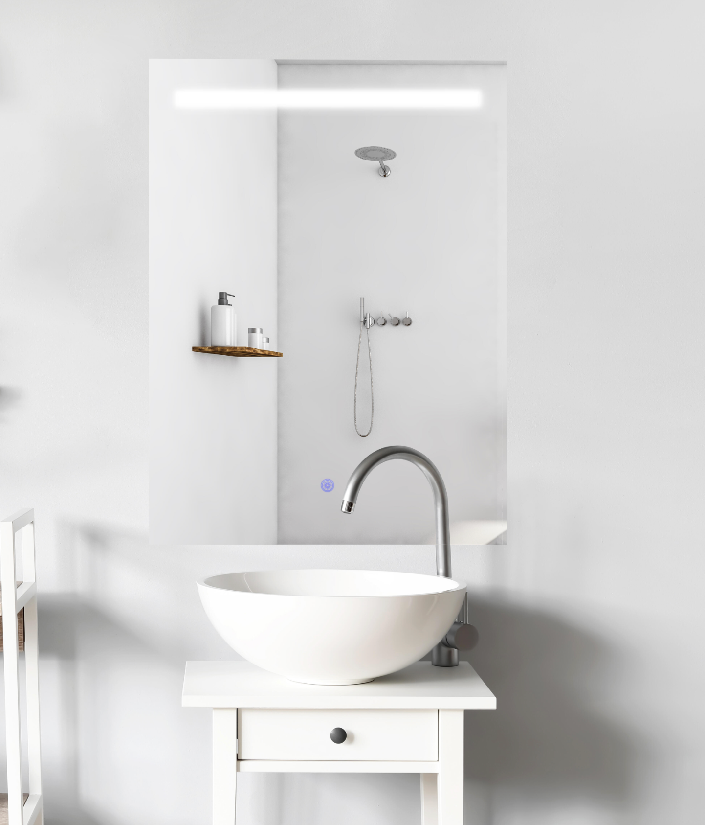 LED bathroom mirror “Eco” – 60 × 80 cm – aluminum frame – 3.5 W – touch sensor