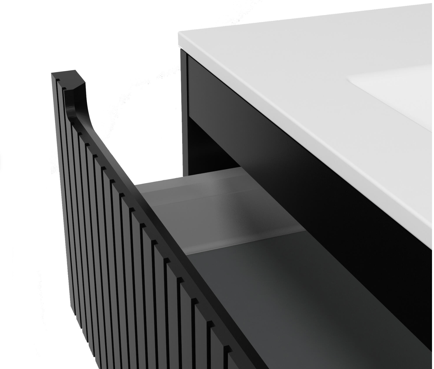 Amsterdam bathroom set Ø 80 cm + countertop washbasin + stone slab 80 × 46 cm – mirror, basin & countertop + vanity unit