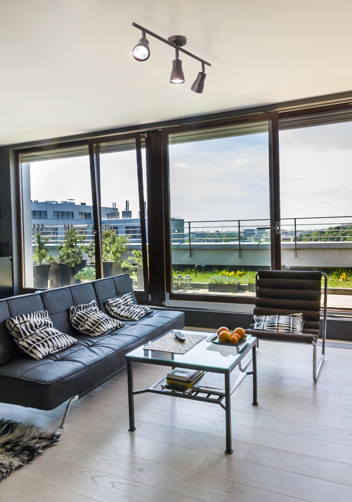 3-bulb spotlight “Safran” – Brown – IP20 – Dimensions 50 × 13.6 × 10.5 cm