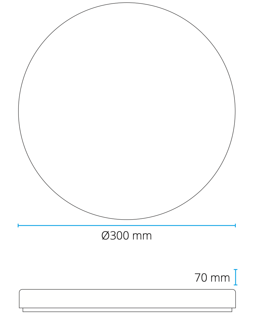 Round LED ceiling light, 30 cm, 18 W, 1800 lm, IP44 – selectable color temperature