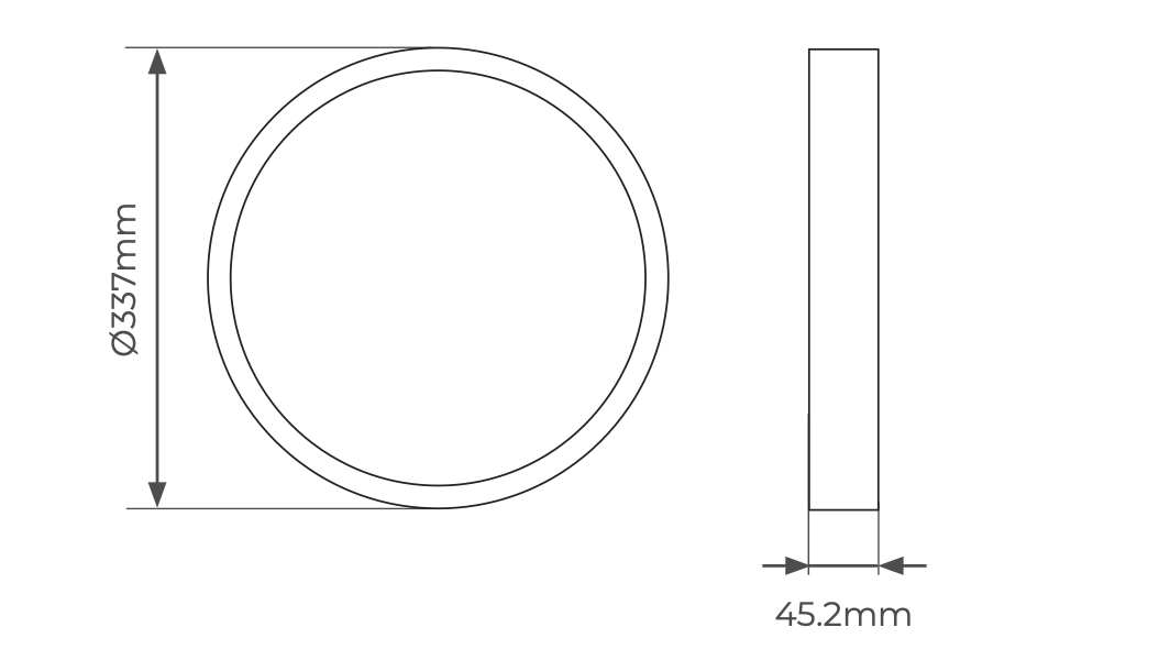LED plafondlamp rond 33cm, 18W, 1350lm, IP44 – kleurtemperatuur selecteerbaar via wandschakelaar