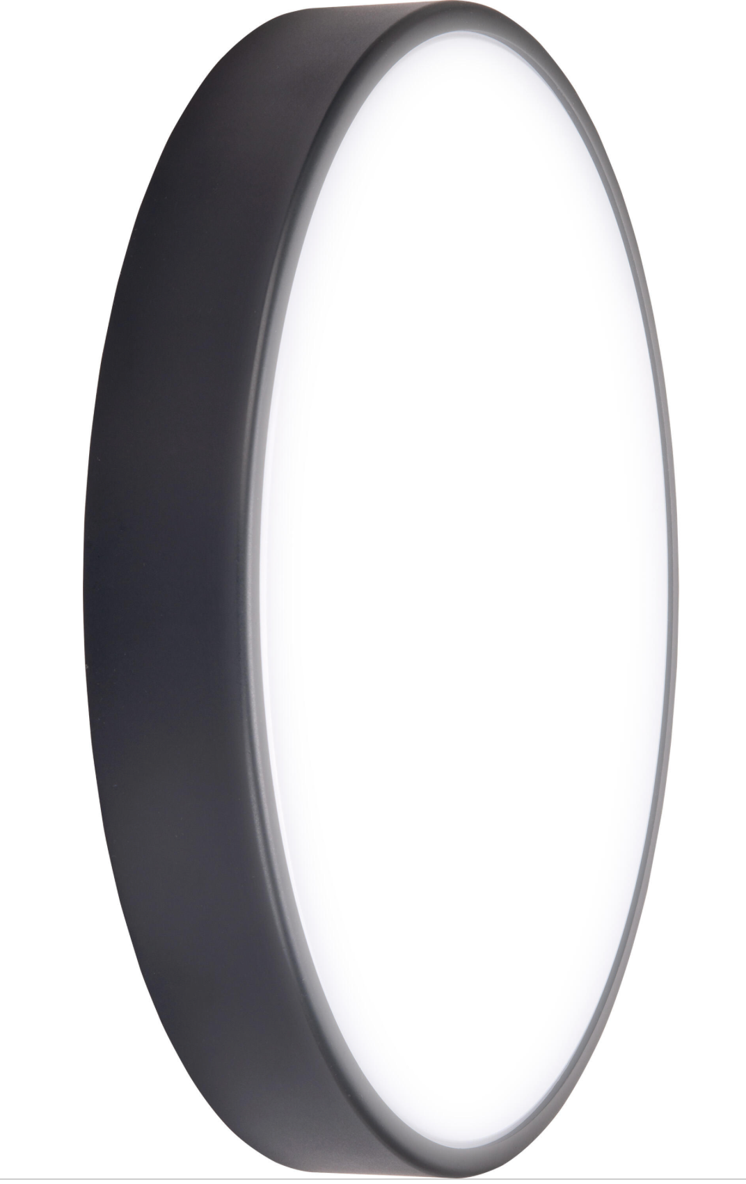 LED ceiling light, round, 33 cm, 18 W, 1350 lm, IP44 – color change via wall switch, black