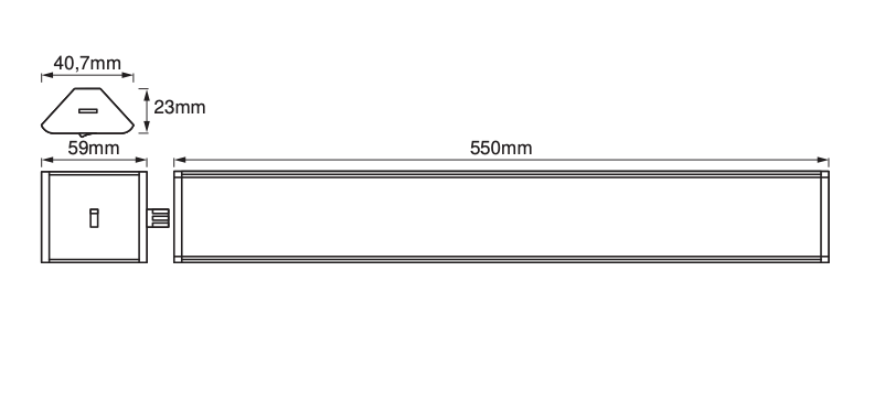 LED corner light with motion sensor – 550 mm, 7.5 W, warm white