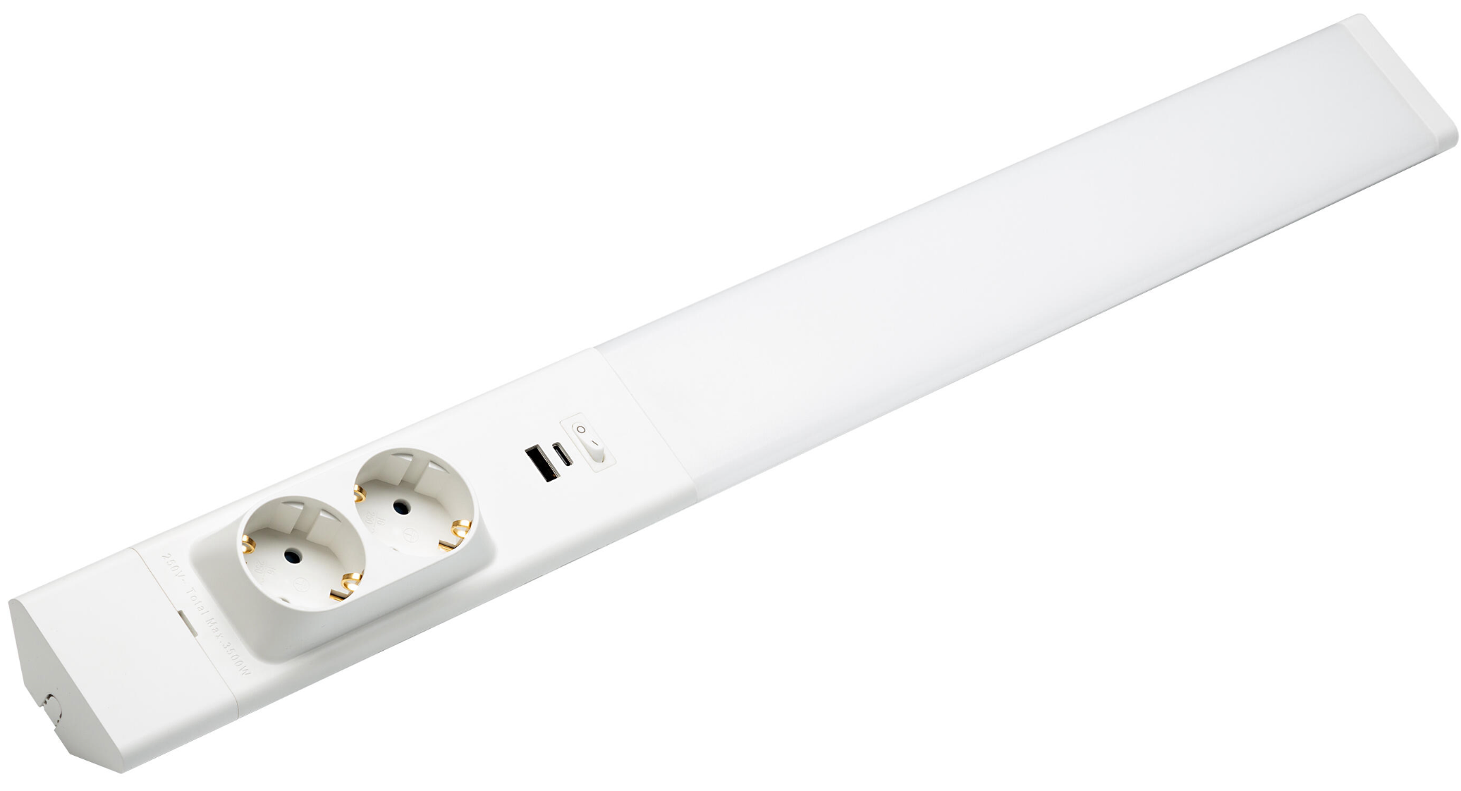 LED power strip 18W with 2xSchuko sockets and USB-A/C ports – 60cm, CCT (3000K–6000K)