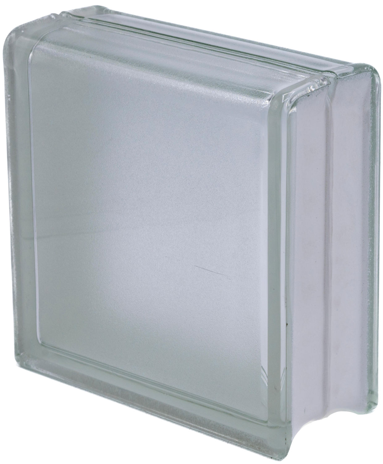 Satinado glass block – 19 × 19 × 8 cm, satin finish, linear design