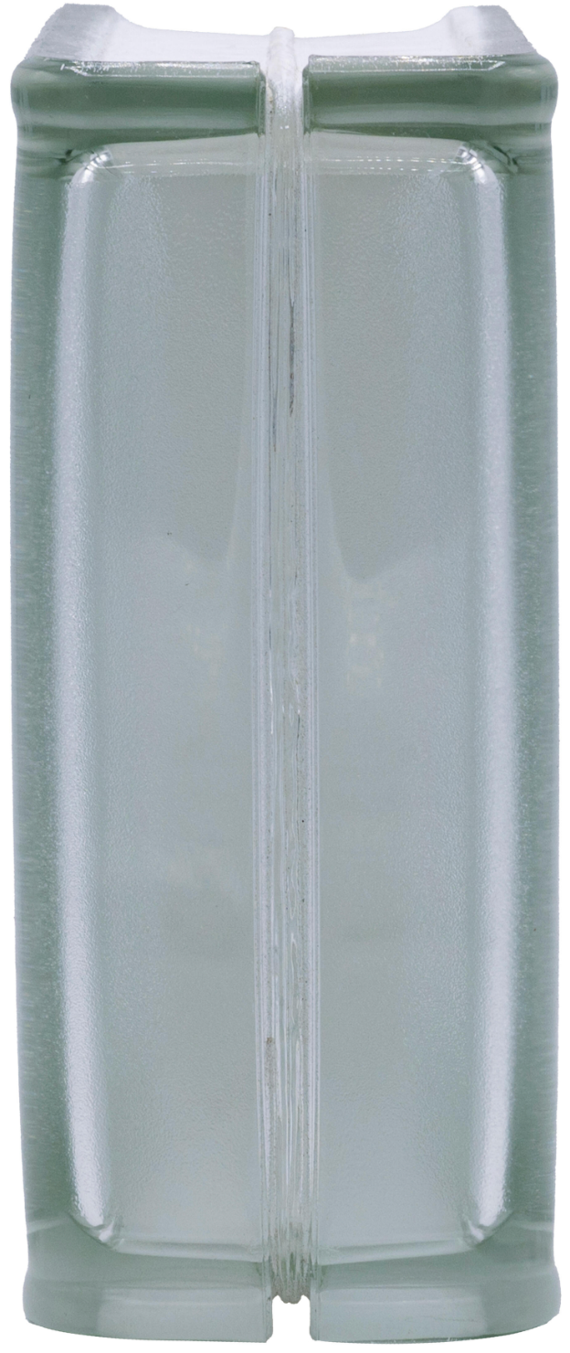 Satinado glass block – 19 × 19 × 8 cm, satin finish, linear design