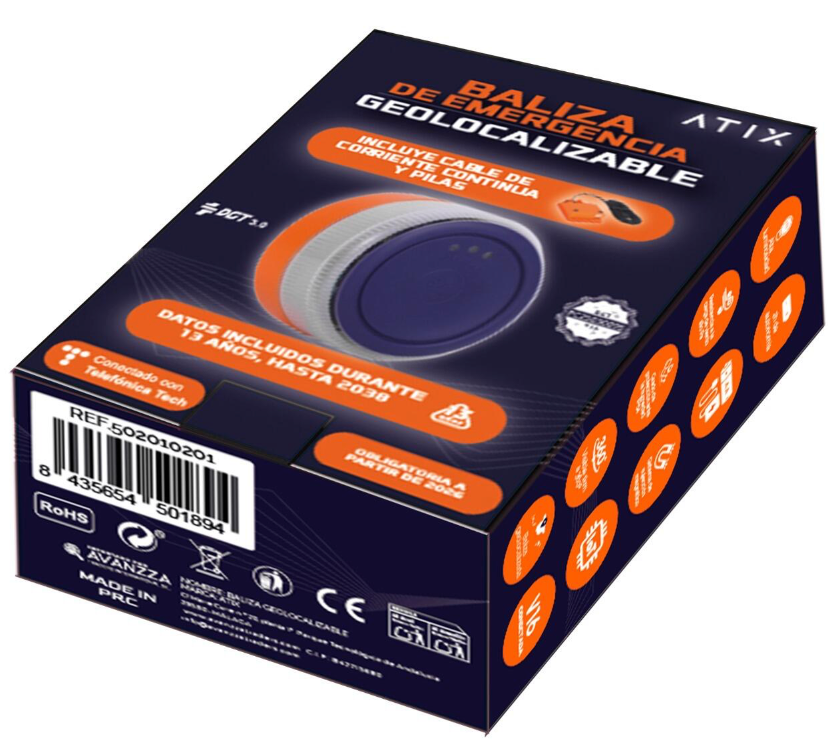 V16 emergency beacon with geolocation and charging function – DGT certified – Orange