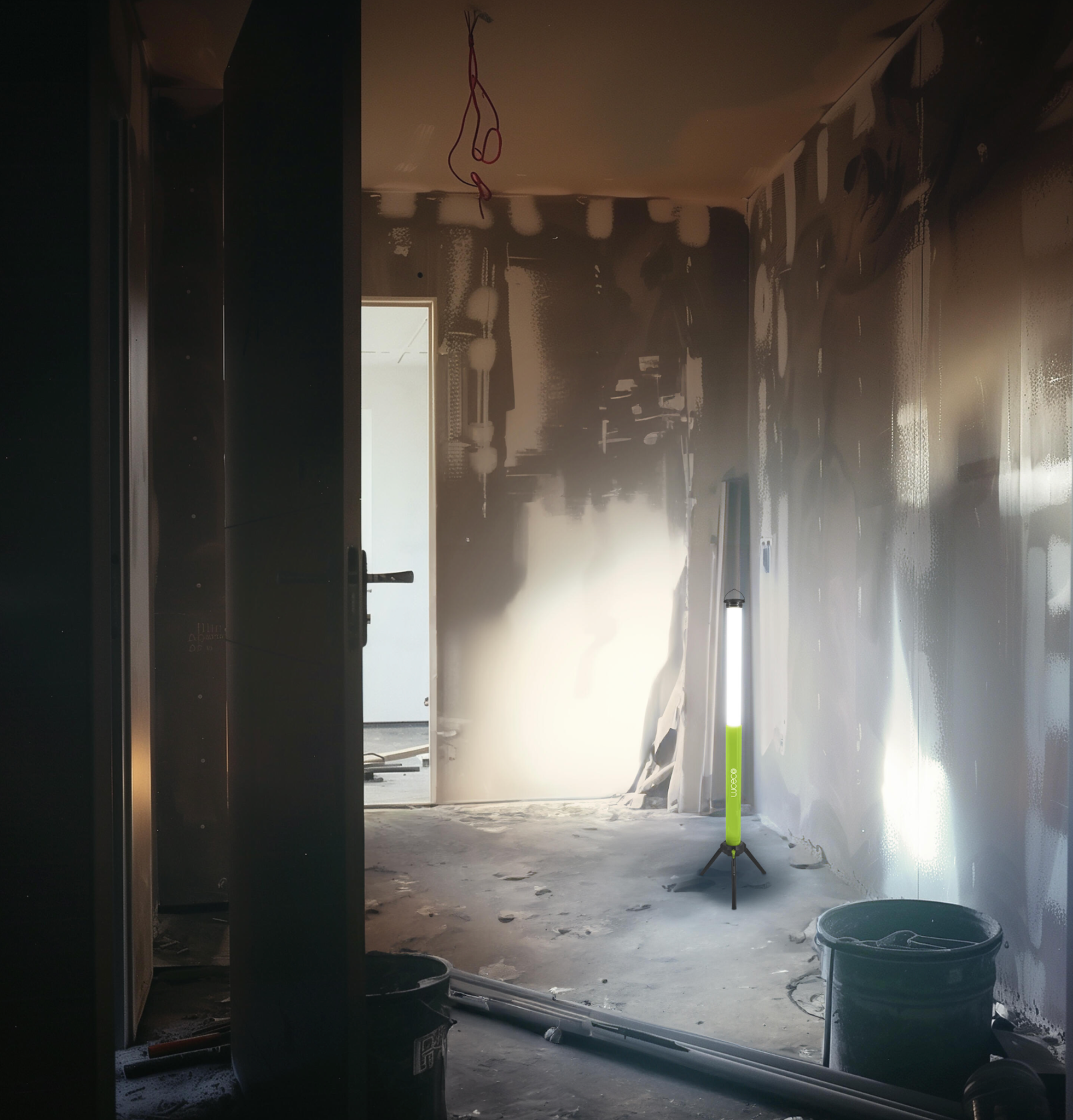 LED workshop spotlight 20W / 1500 lm – battery operated – 360° lighting – with tripod