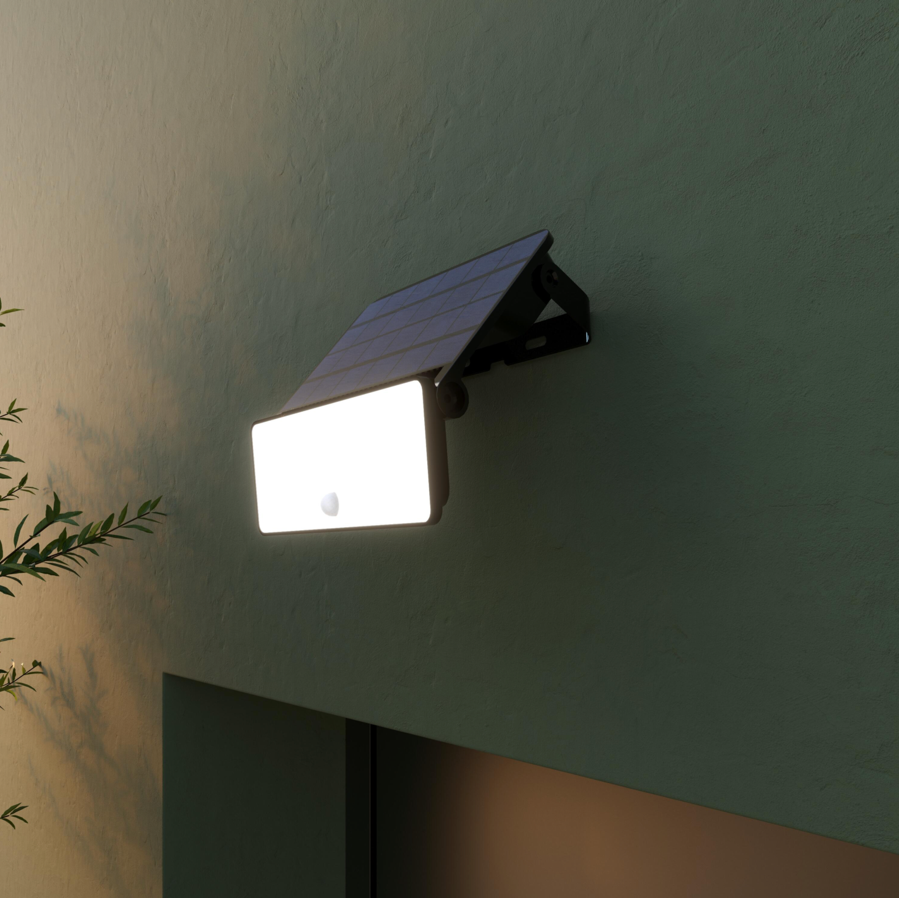 Solar floodlight 12 W – neutral white (4000 K) – with motion detector – black