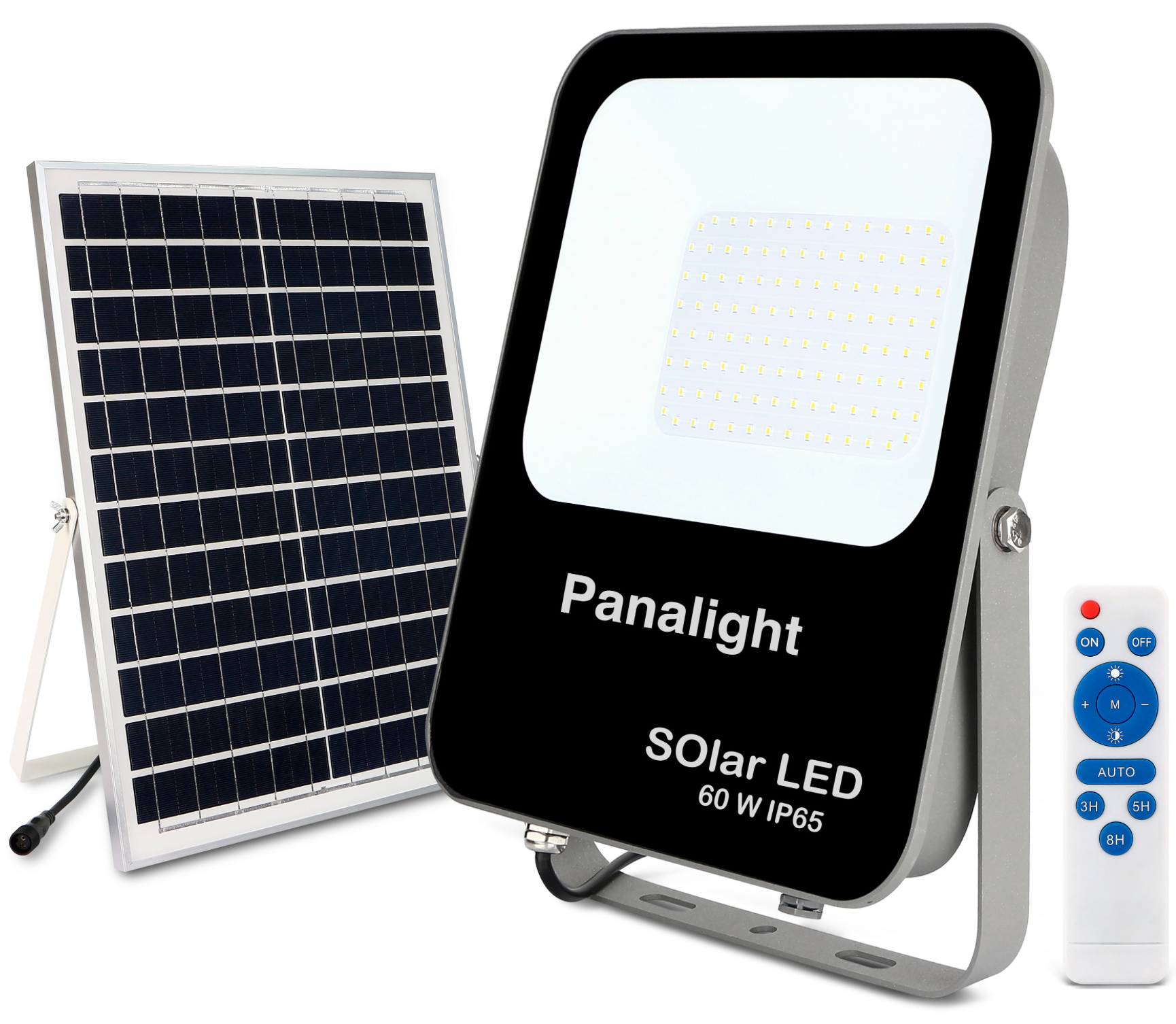 Solar floodlight 60 W – cool white (6000 K) – with remote control, timer & IP65