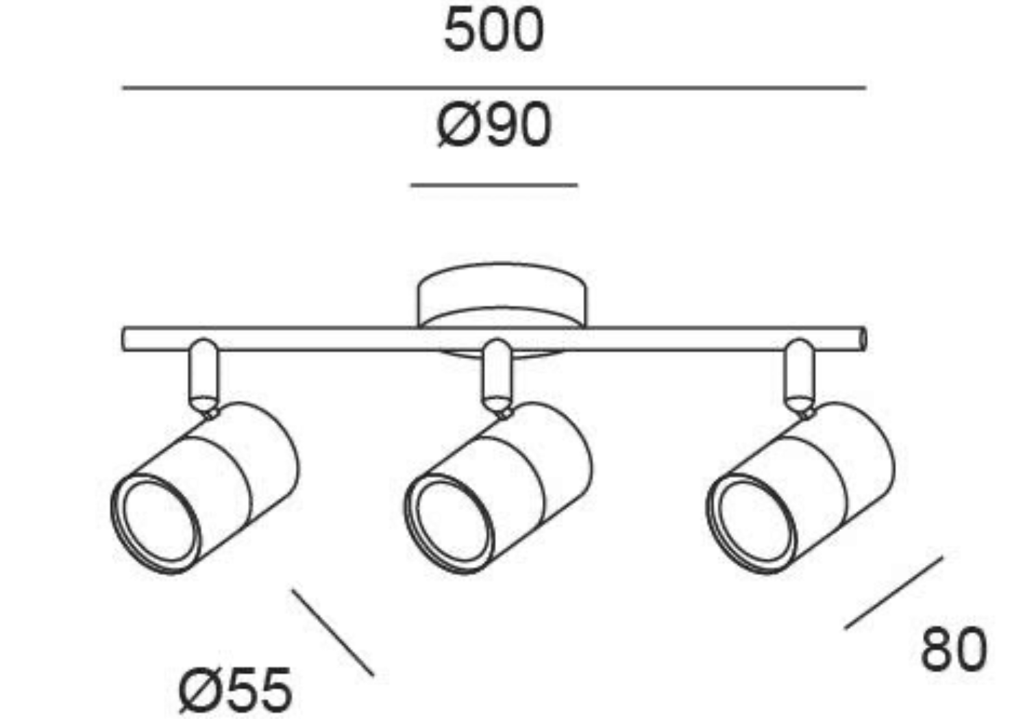 3-light spotlight “Cloc” – White – IP20 – GU10 – Dimensions Ø 9 × 50 × 8 cm