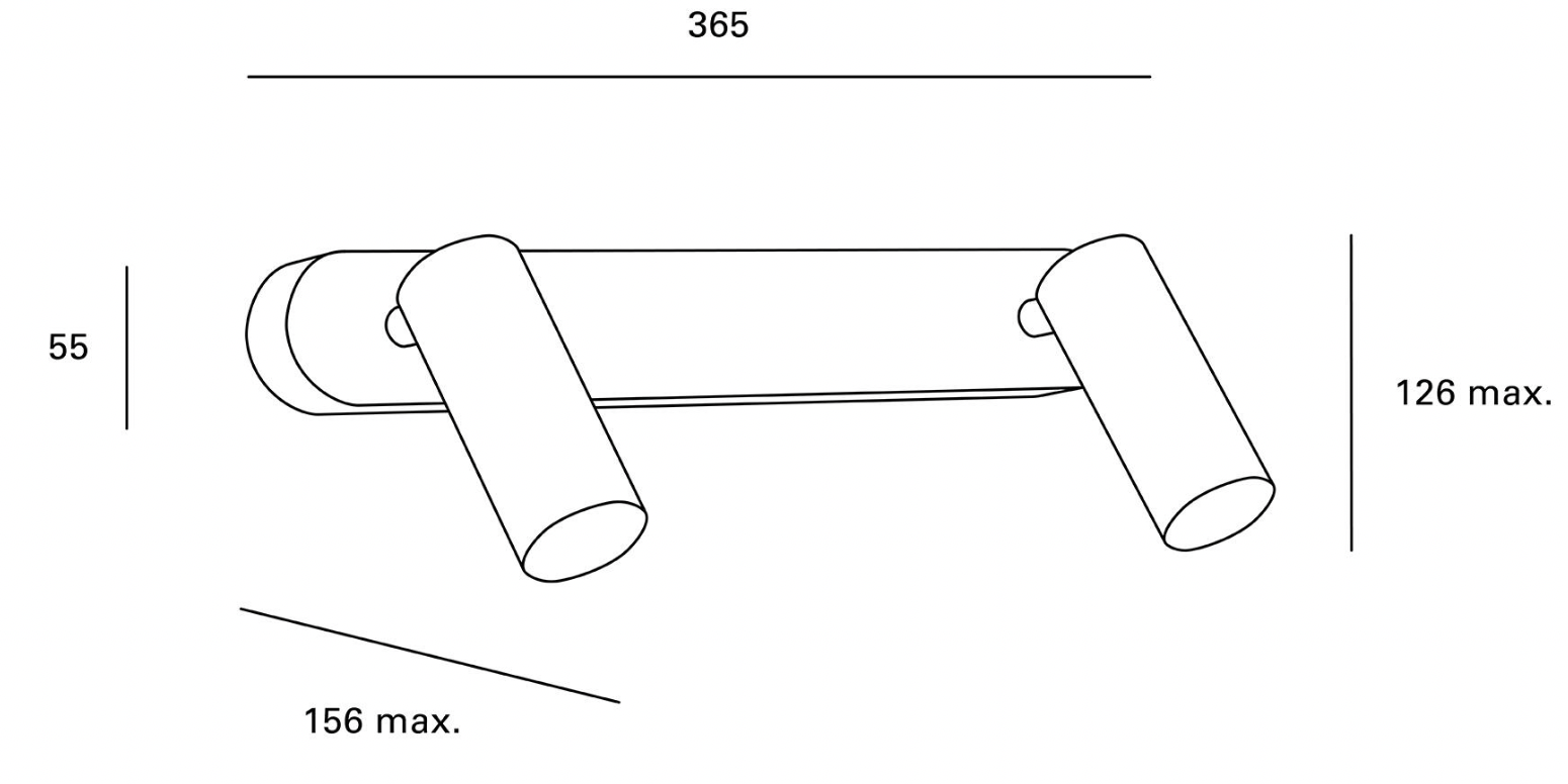 2-bulb LED spotlight “Logos” – 8.4 W – Neutral white – White – IP20 – Dimensions 36.5 × 5.5 × 15.6 cm