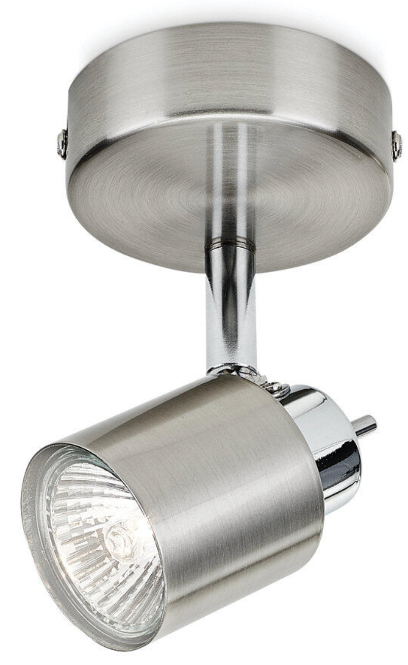 Single-bulb spotlight “Meranti” – nickel – GU10 – IP20 – dimensions approx. 15.5 × 8 × 8 cm