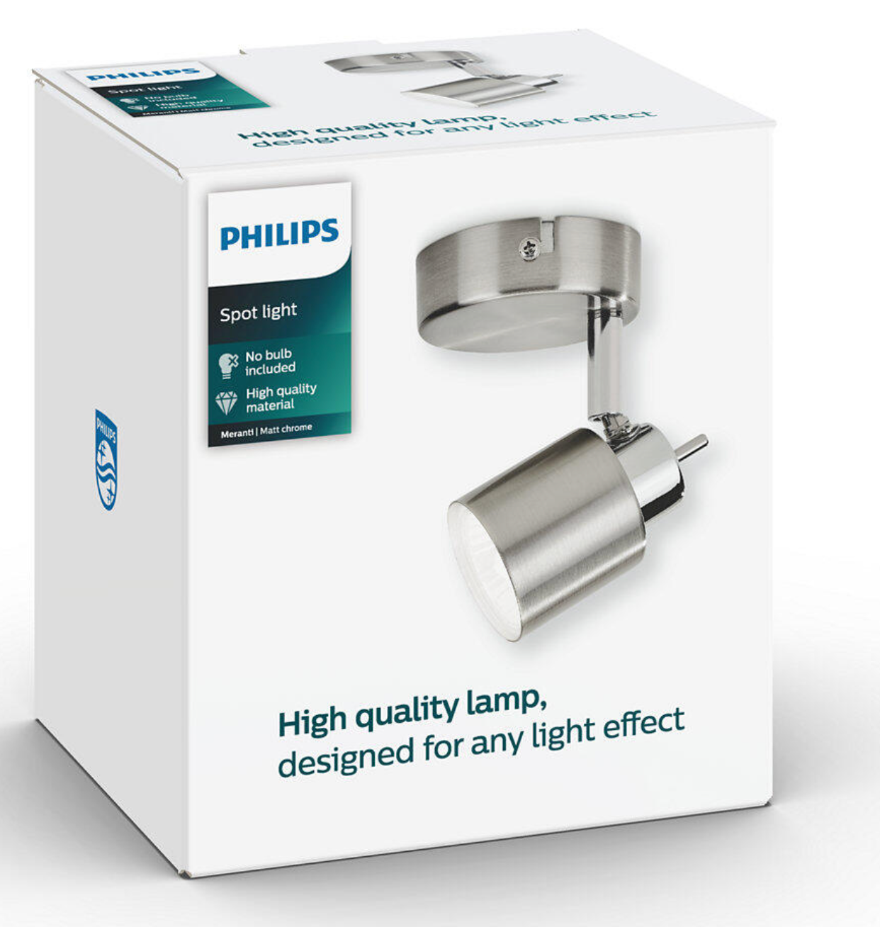 Single-bulb spotlight “Meranti” – nickel – GU10 – IP20 – dimensions approx. 15.5 × 8 × 8 cm