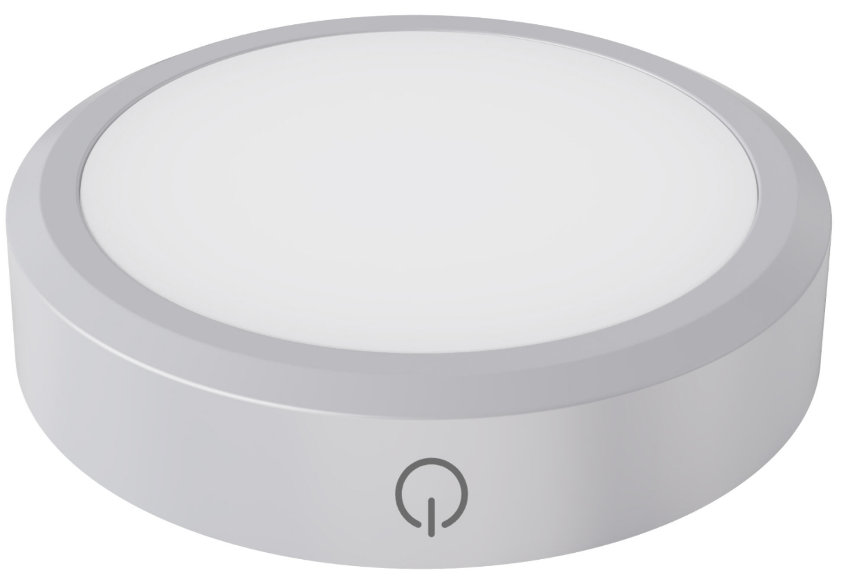 LED light, circular, extra-flat, rechargeable, gray – Ø 8 × 1.6 cm