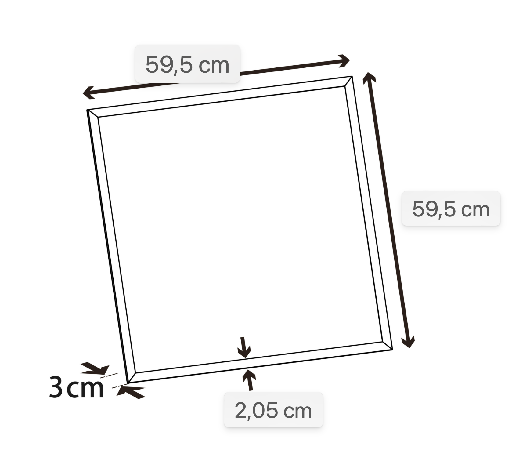LED recessed panel 60×60 cm – 29.5 W, cool white