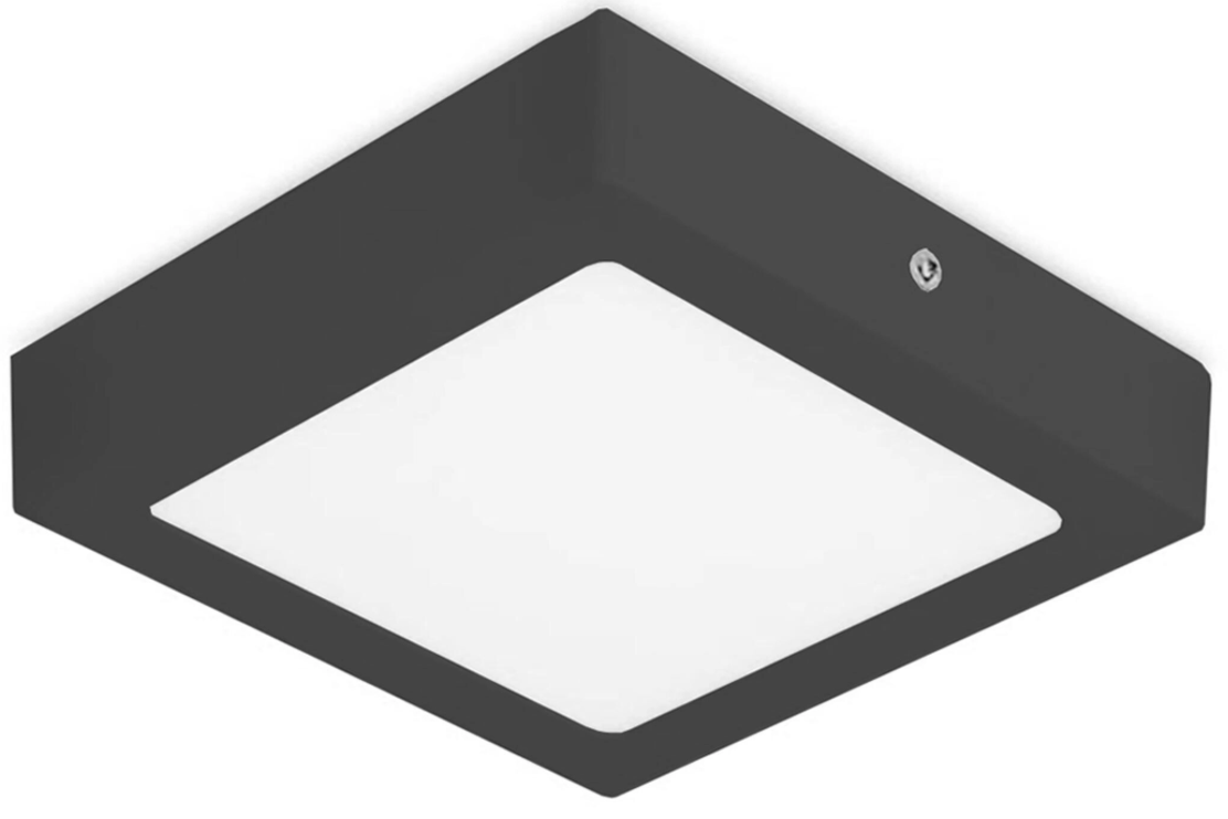 Solar LED downlight square – 6 W, black, 120 × 120 mm