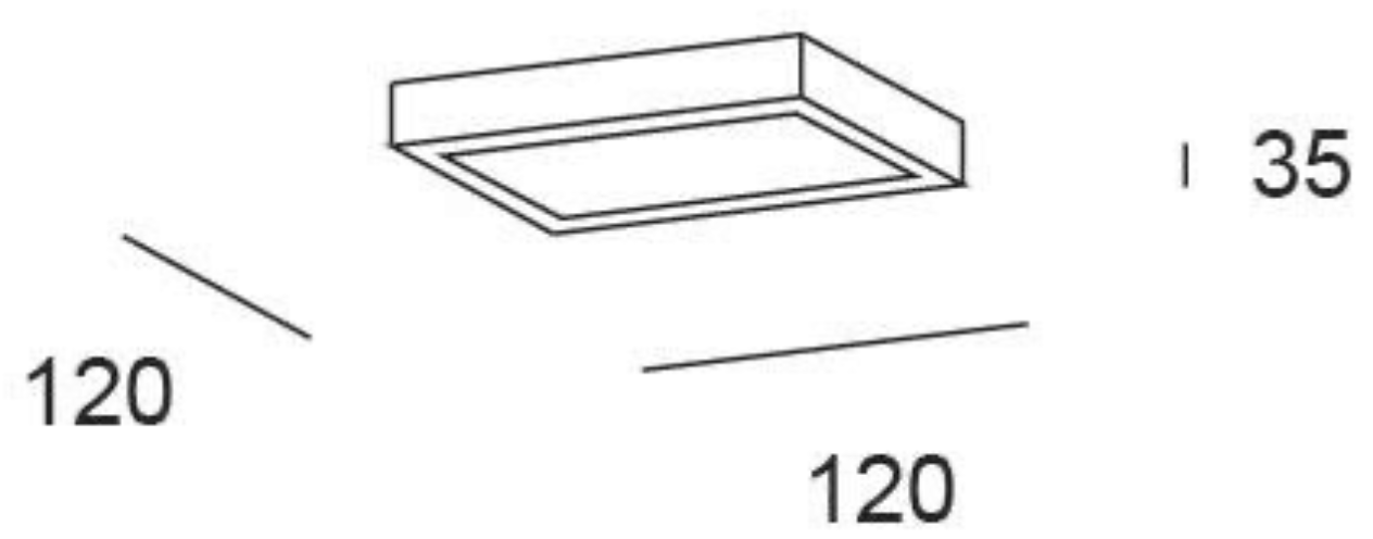 Solar LED downlight square – 6 W, black, 120 × 120 mm