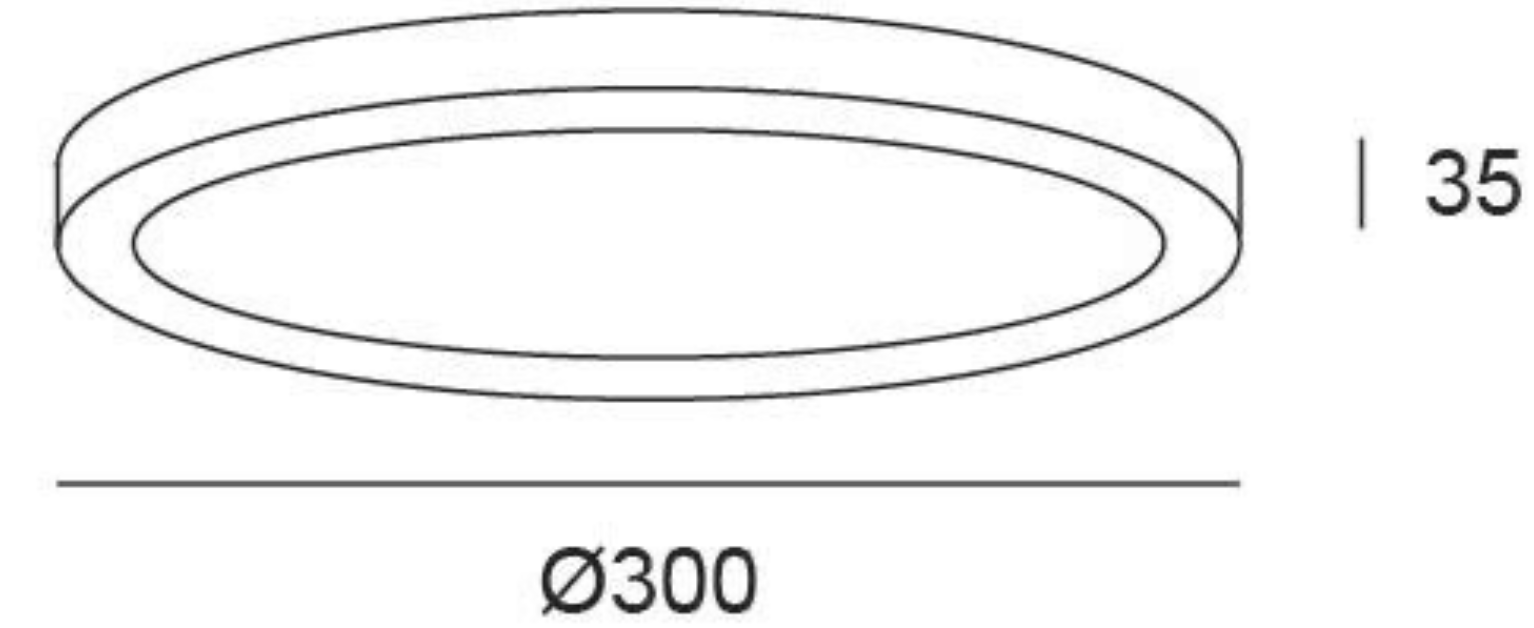 Solar LED Downlight Round – 24W, Black, Ø300mm