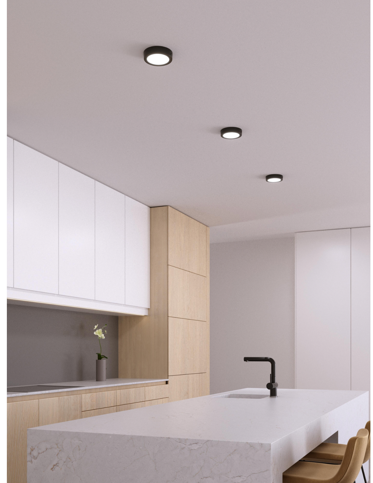 LED surface light, round, black, 12 W – CCT (warm/neutral/cool white) – 1620 lm