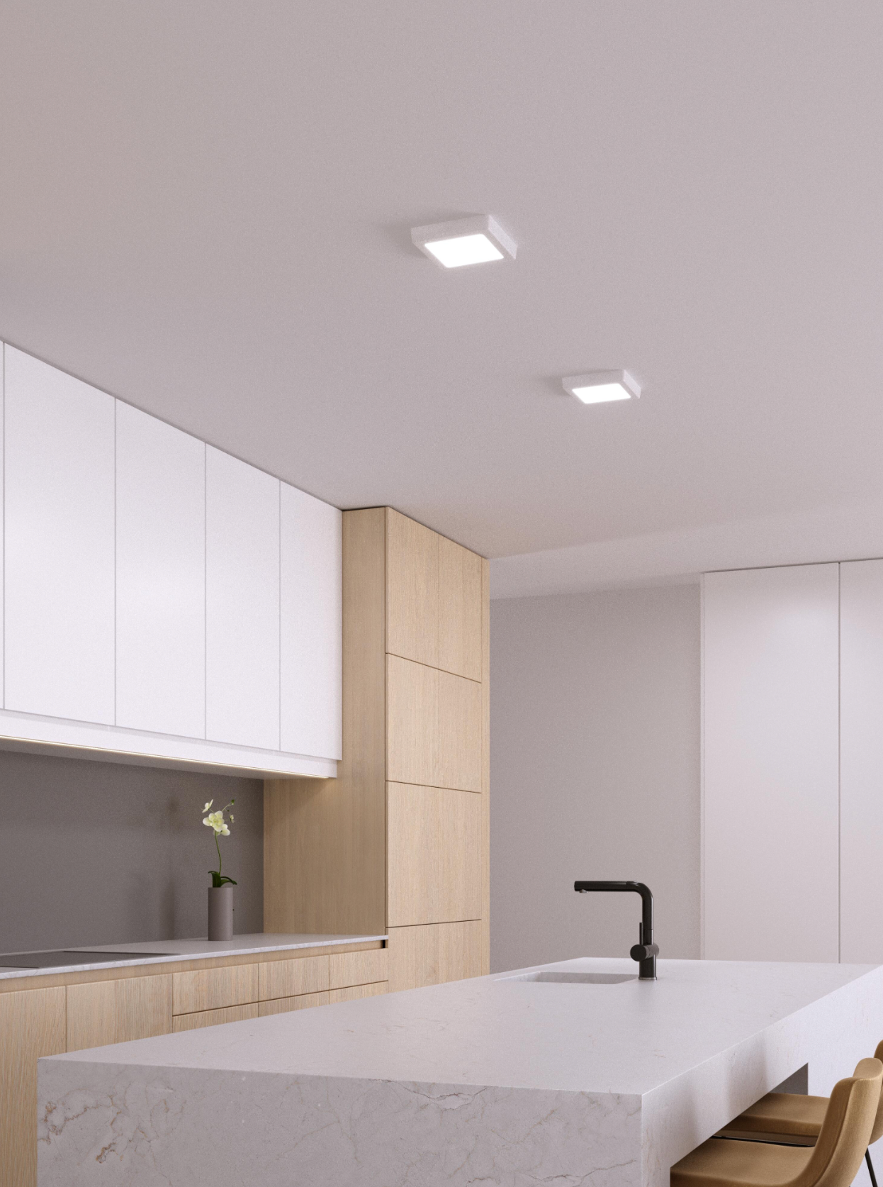 LED surface light, square, white, 18 W – CCT (warm/neutral/cool white), 2430 lm