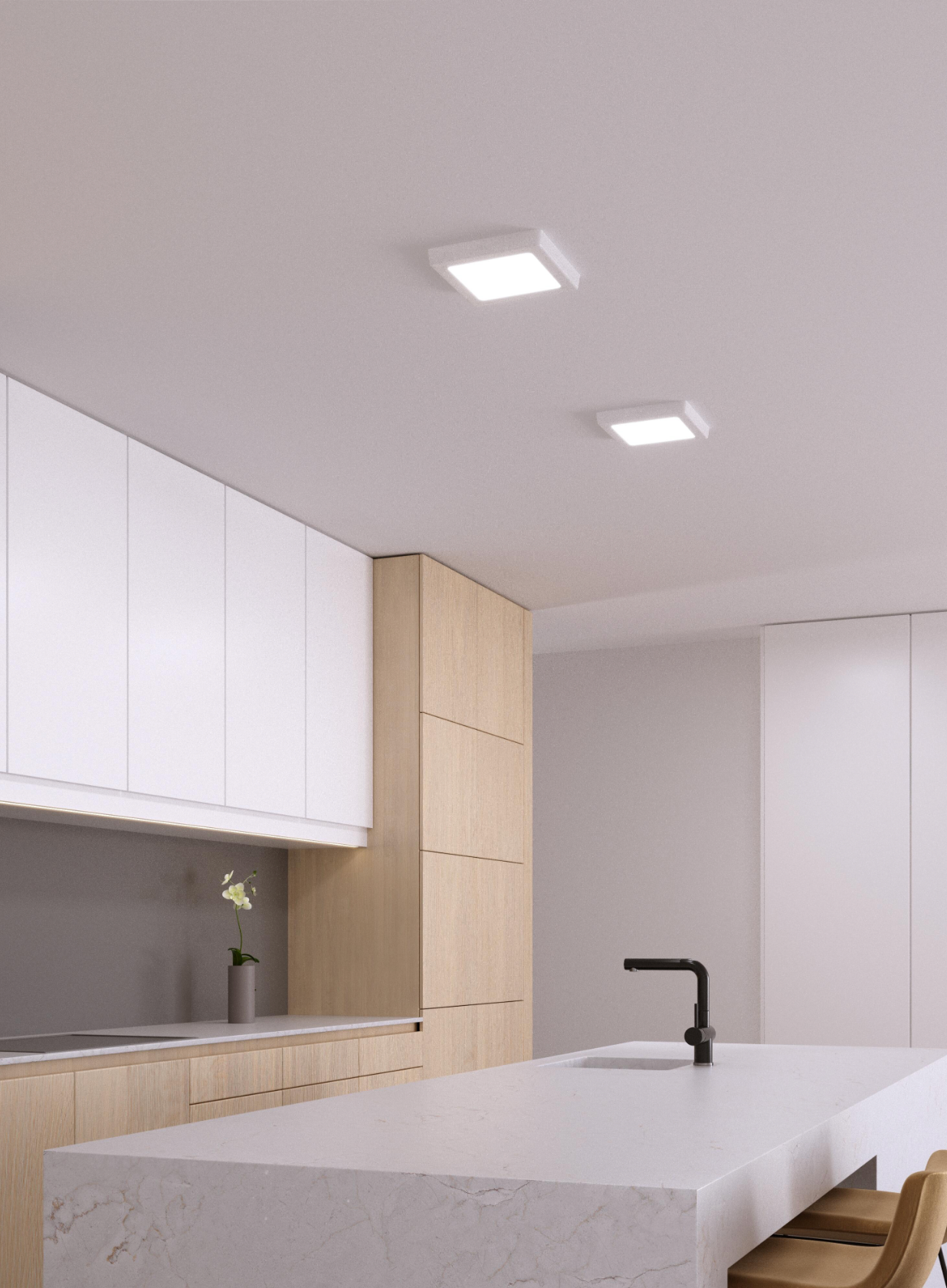 LED surface light, square, white, 24 W – CCT (warm/neutral/cool white), 300 × 300 mm