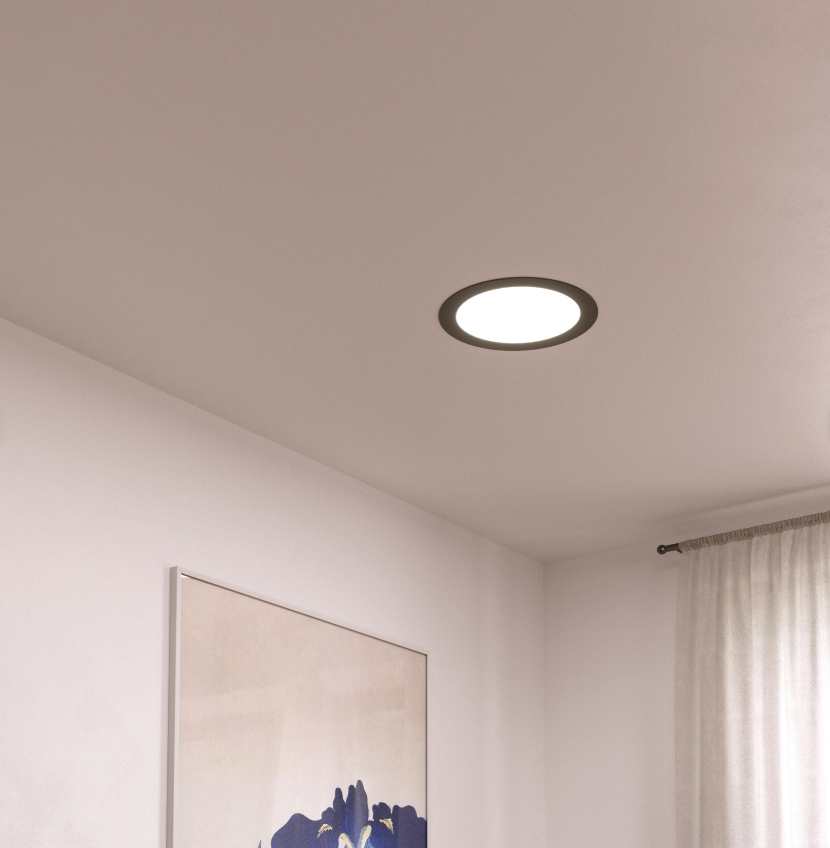 LED recessed light, round, black, 18 W – CCT (warm/neutral/cool white) – 2430 lm