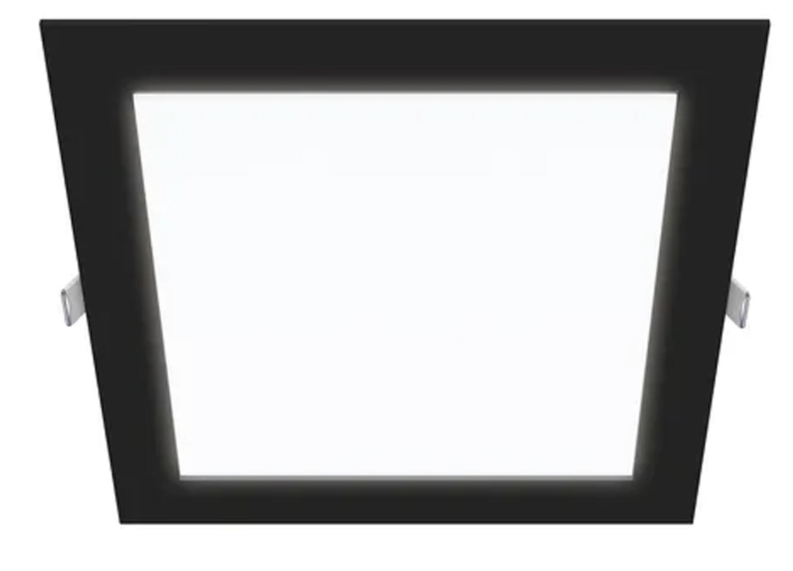LED recessed light, square, black, 18 W – CCT (warm/neutral/cool white), 2430 lm