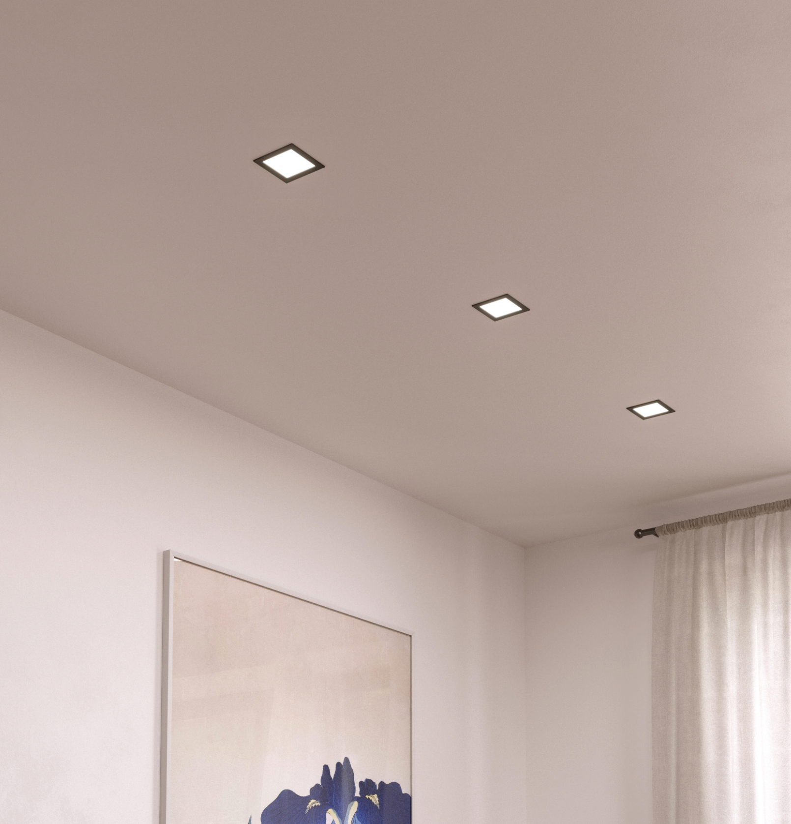 Square black recessed LED light, 6 W – CCT (warm/neutral/cool white)