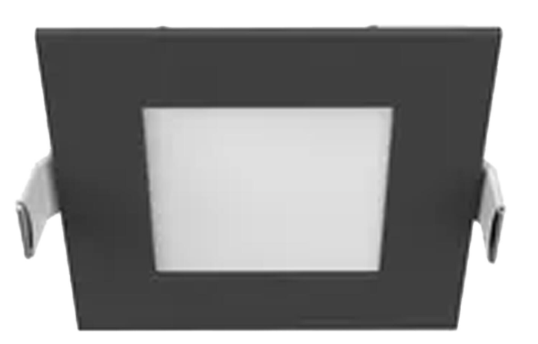 Square black recessed LED light, 6 W – CCT (warm/neutral/cool white)