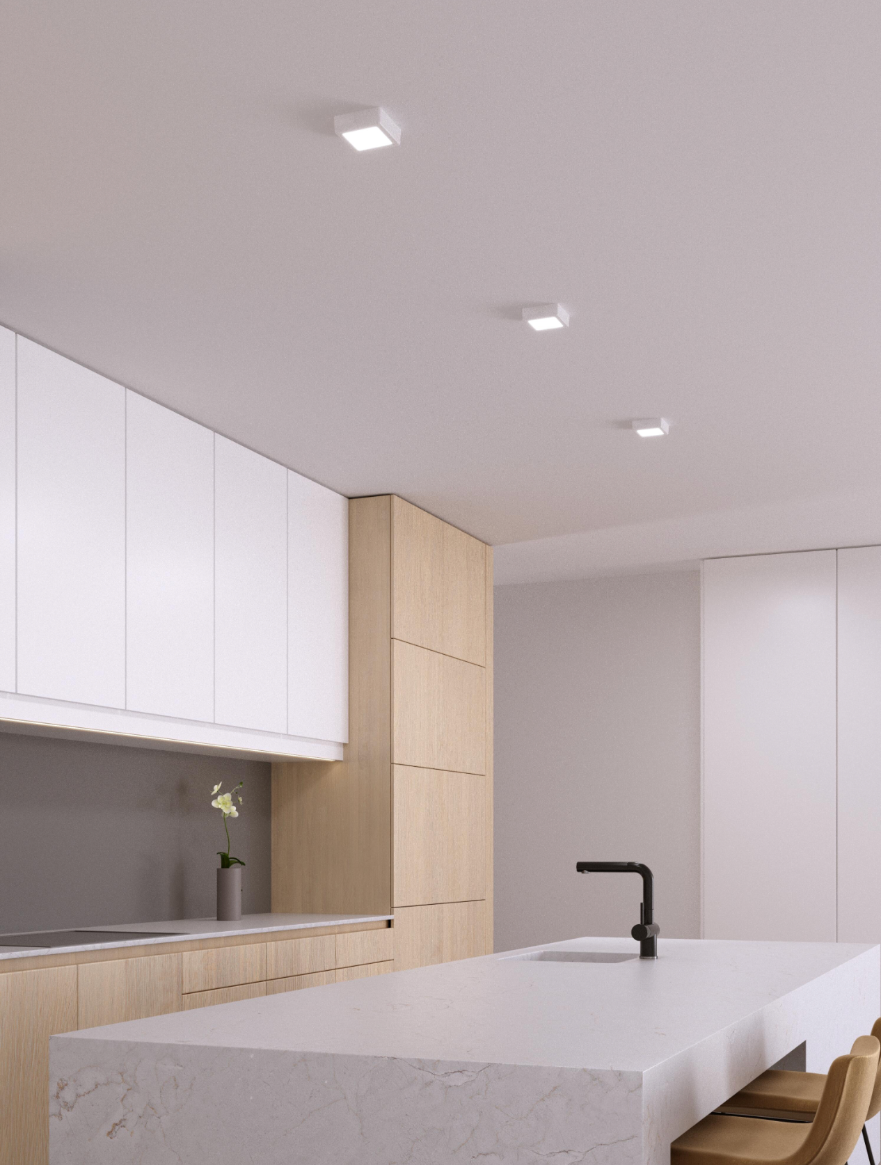 LED surface light, square, white, 6 W – CCT (warm/neutral/cool white), approx. 810 lm