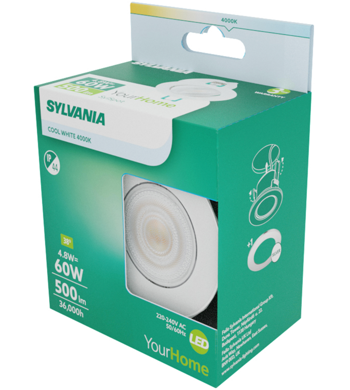 LED recessed spotlight 4.8 W round, swiveling – neutral white IP44 Ø 90 mm