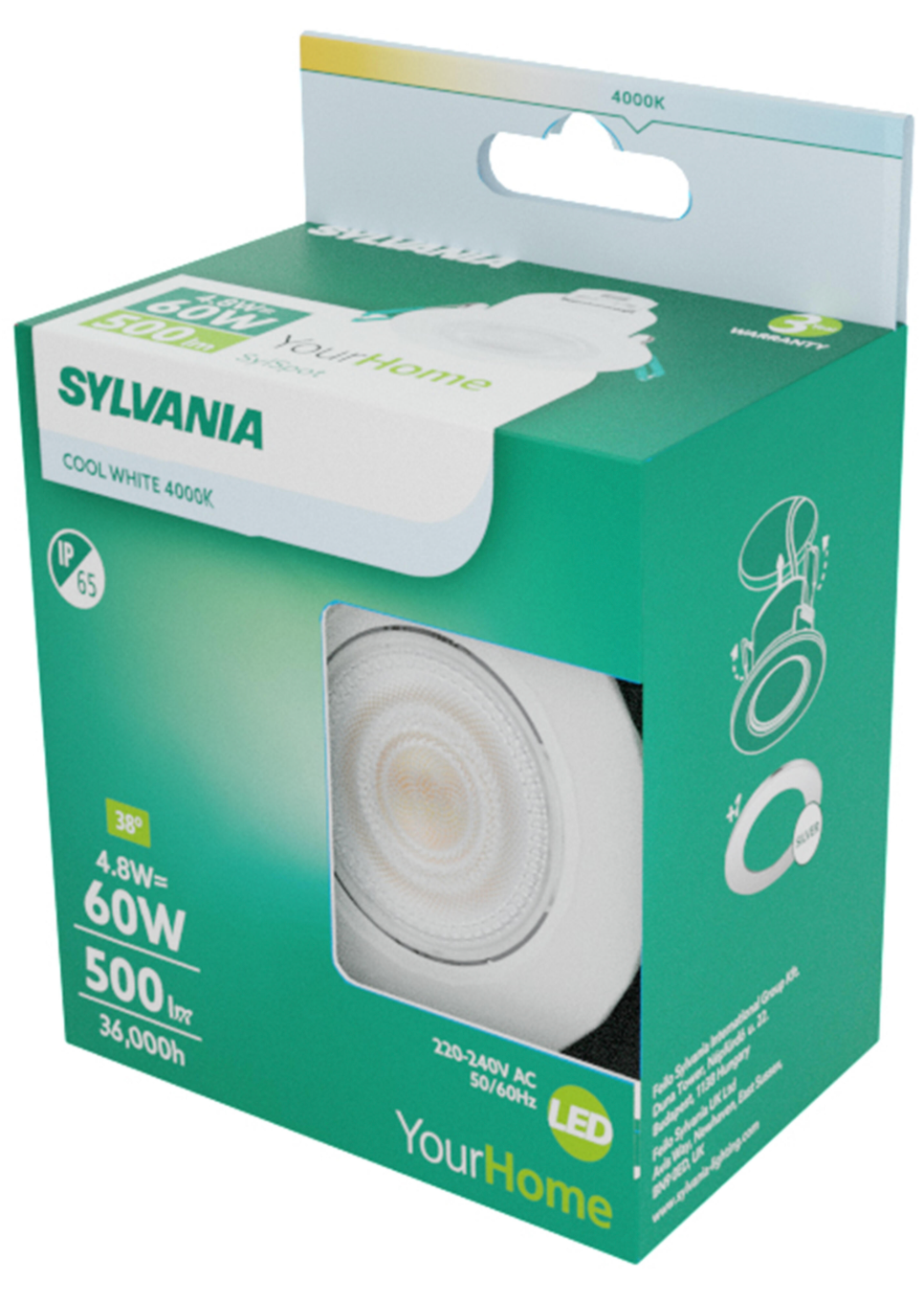 كشاف LED مدمج 4.8 واط – أبيض – أبيض محايد (4000 كلفن) – IP65 – Ø90 مم