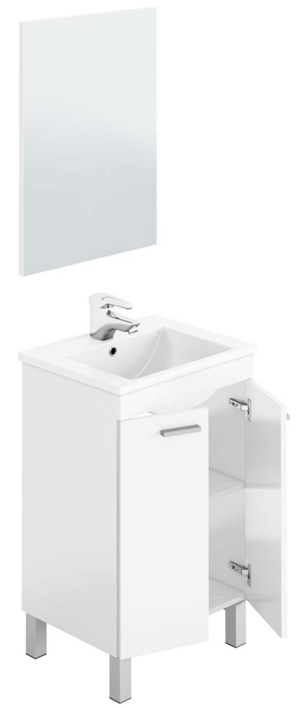 Koncept White bathroom furniture set – 38.5 × 50 × ≈ 68 cm – 2 doors – with mirror