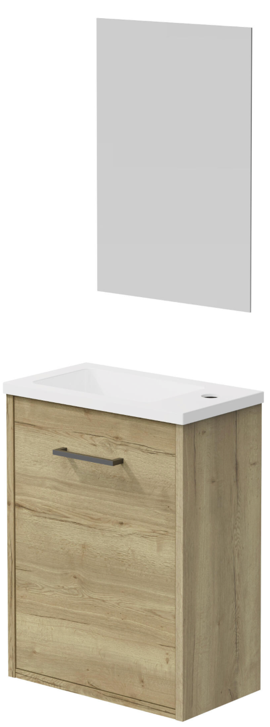 Maya Roble bathroom furniture set – 40×22×50 cm – 1 door – washbasin & mirror
