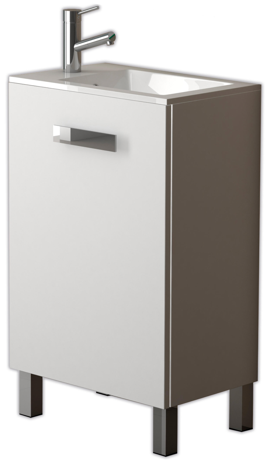 Paris White Bathroom Furniture Set – 50×33 × 80 cm – 1 Door – Sink & Mirror