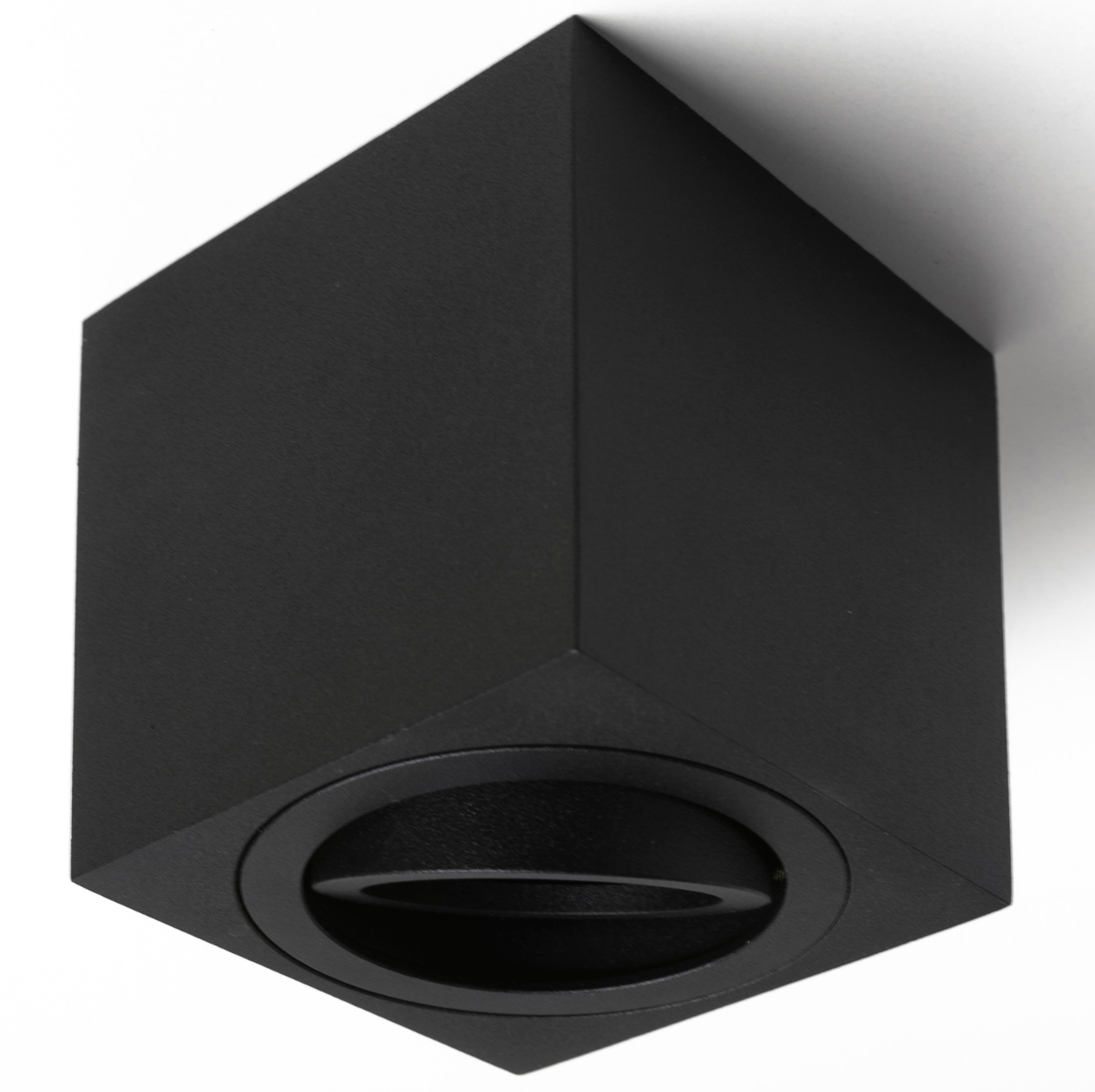 Square surface spotlight frame, swiveling – 80 × 80 × 85 mm, matte black