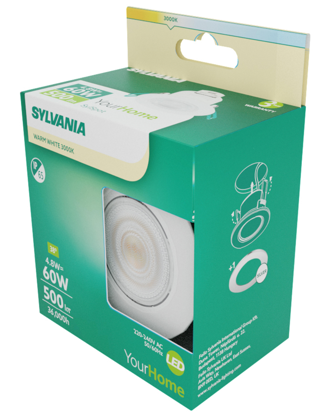 Recessed spotlight LED 4.8 W – White – IP65 – Warm white / Daylight (depending on version)
