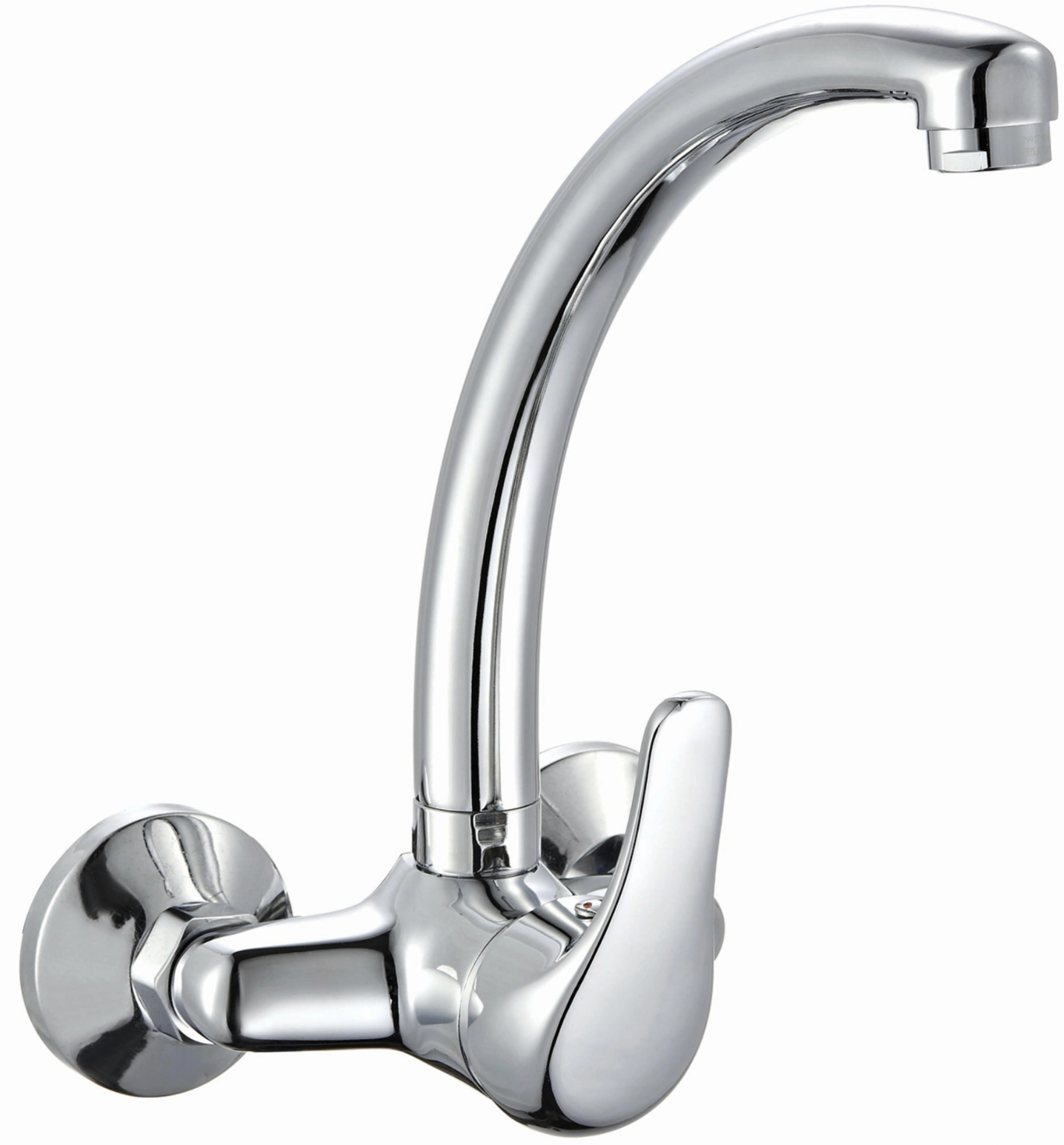 Swan single-lever kitchen mixer – 11 cm projection, chrome-plated, brass handle