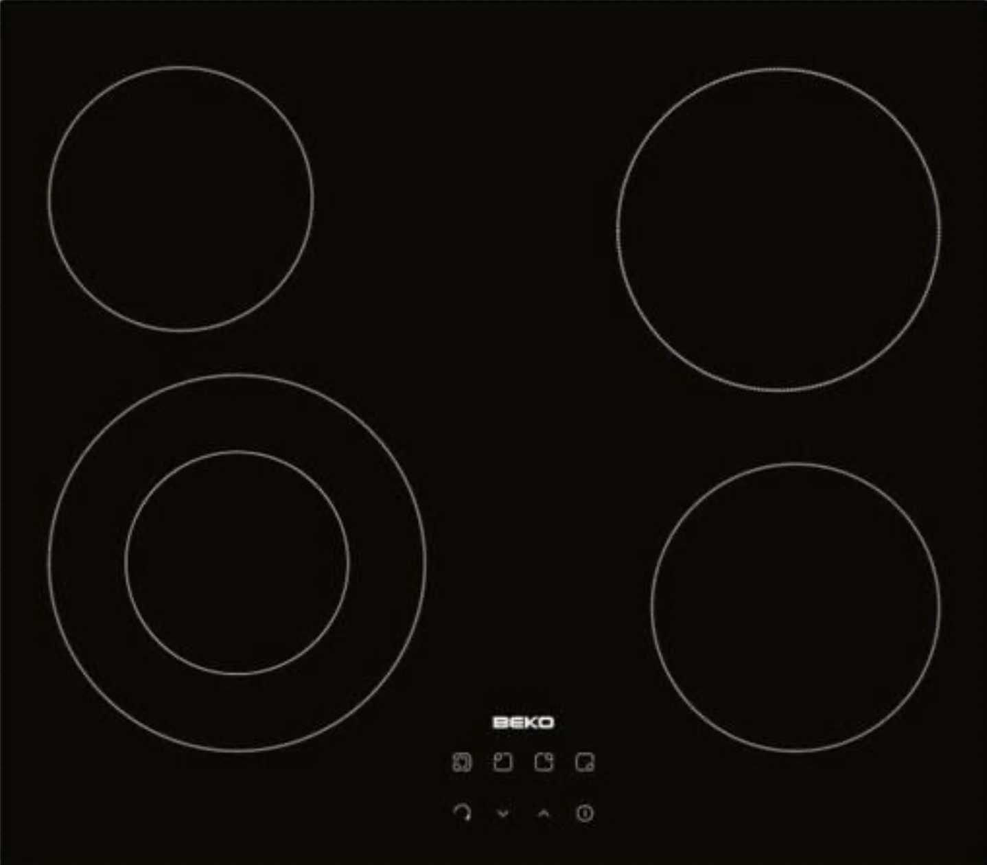 Beko glass ceramic hob – 60 cm – 4 cooking zones – touch controls – black