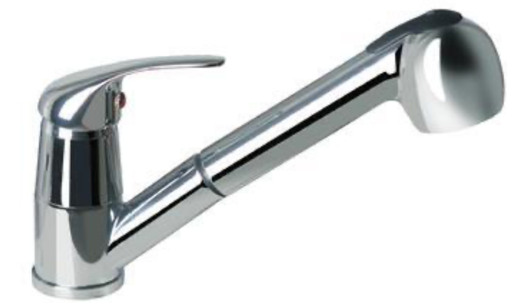 Nerea single-lever kitchen faucet – chrome-plated / zinc (Cinc) – pull-out spout