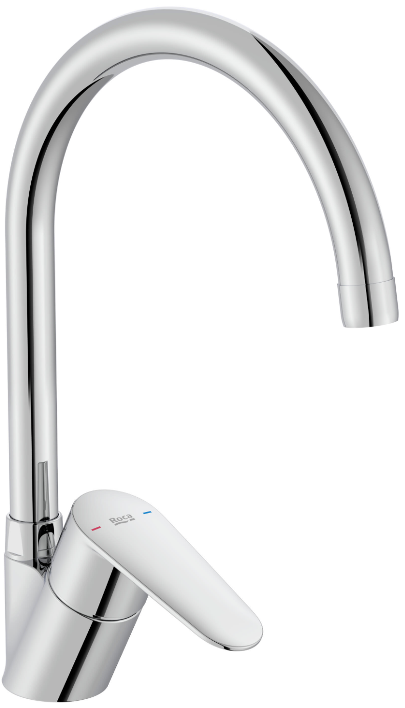 Roca Victoria Plus single-lever kitchen faucet – high spout, chrome, 320×203 mm
