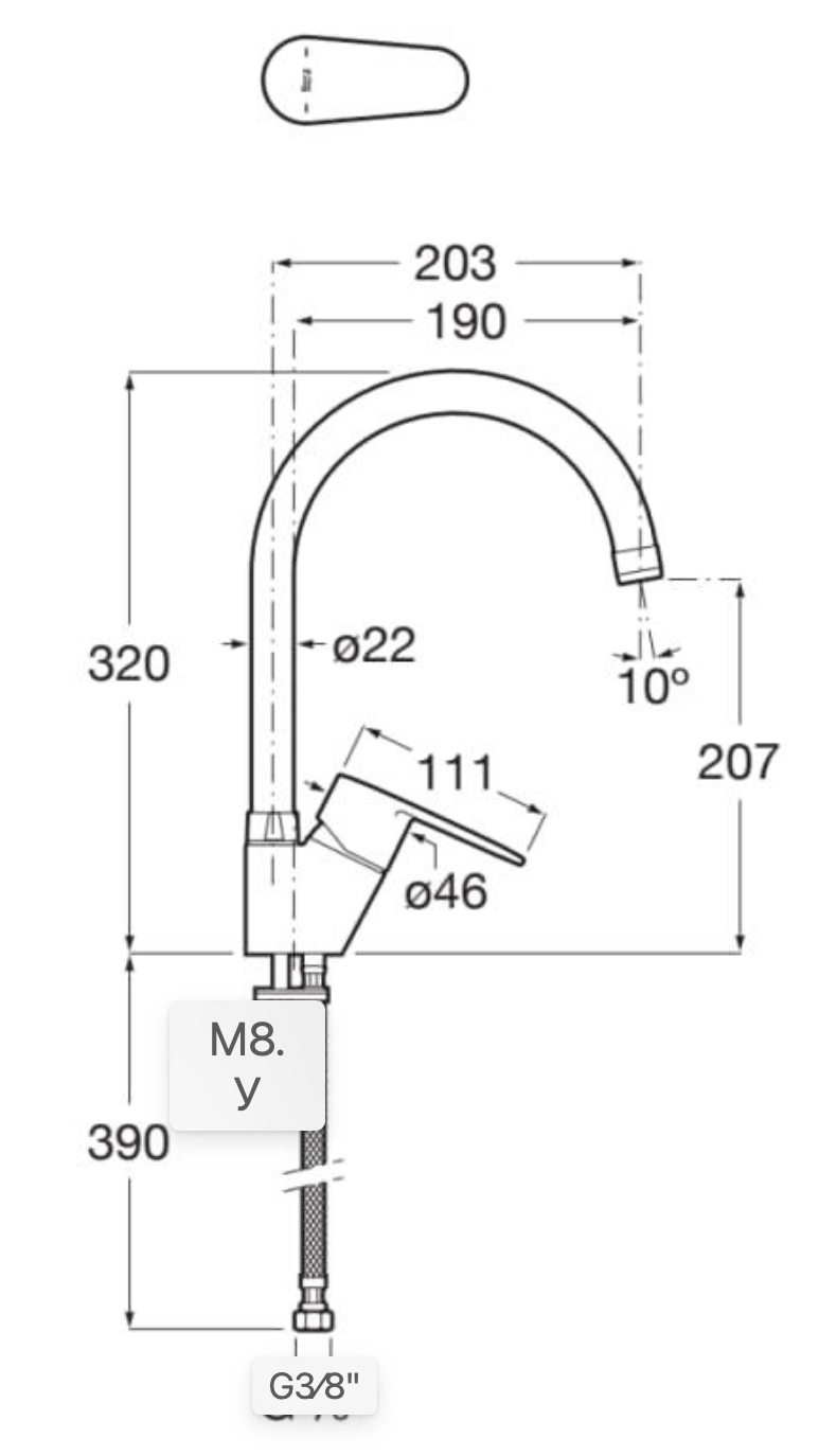 Roca Victoria Plus single-lever kitchen faucet – high spout, chrome, 320×203 mm