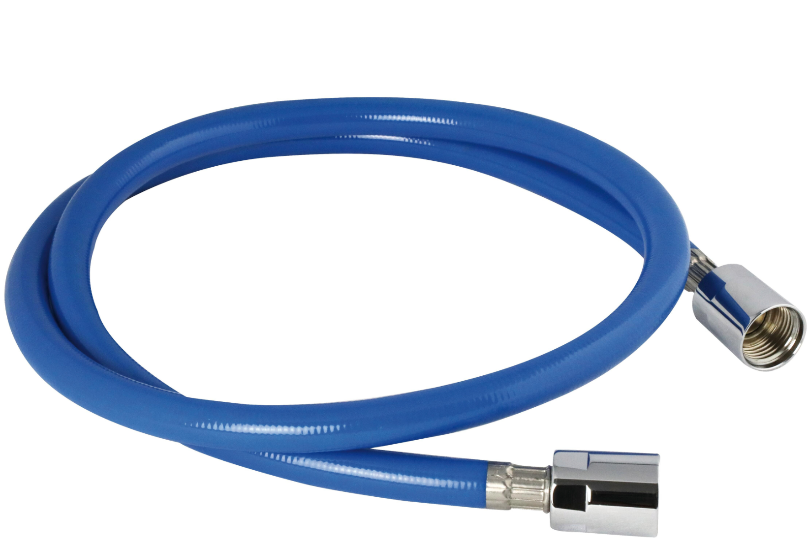 Flexible connecting hose (flexo) for industrial kitchen fittings – chrome/blue, 12×17 mm