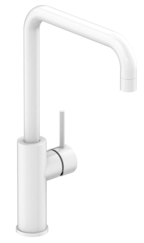Single-lever kitchen faucet "Atlantis – High, matt white, PVD coating